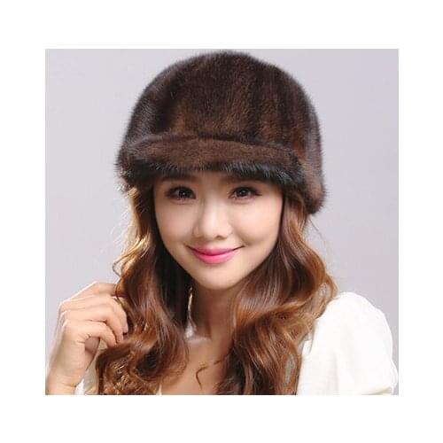 Russian Winter Cap Womens Natural Mink Large Fox Pompom Ladies Fashion Streetwear Hat Warm Fur Czapka Zimowa MY820