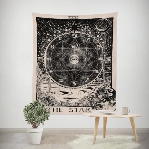 Tarot Sun Star Moon Pattern Tapestry Wall Tarot Mandala Hanging Blanket Bohemian Astrology Living Room Bedroom Home Textile New