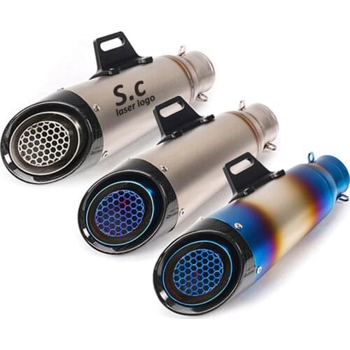 Motorcycle Exhaust Pipe SC Racing Project Escape Modified Carbon Muffler Moto 51mm 61mm For PCX Cafe Racer MSX125 GSXR 600 MT 07