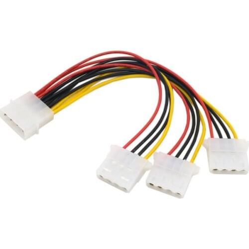 High Quality 4 Pin Molex Male to 3 port Molex IDE Female Power Supply Splitter Adapter Computer 4Pin IDE Power Cord