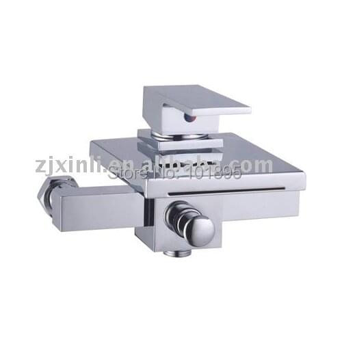 X8319S1 - Luxury Wall Mounted Chrome Finish Brass Material Square Bath Tap