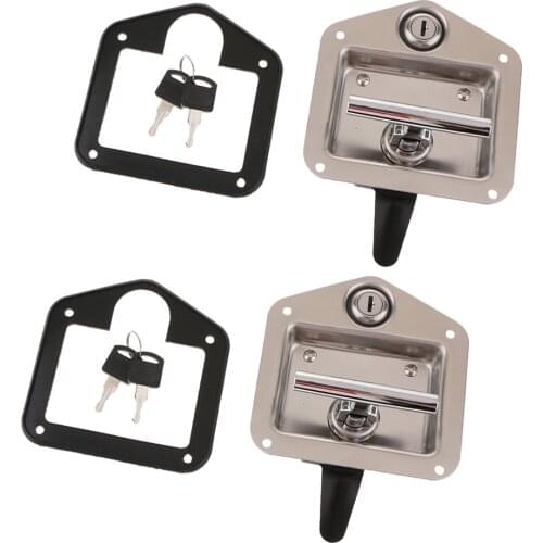 2 Pcs Trailer Door Latch T-Handle Lock w/ Keys Steel Camper RV Truck Toolbox Car Accessories