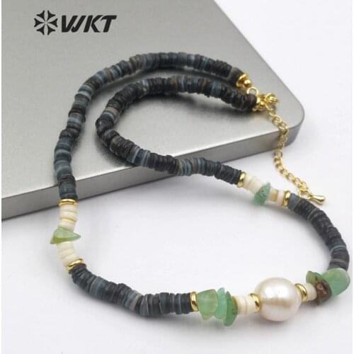 WT-JN101 WKT Natural Shell Necklace Shell Beads Chokier Necklace In 16" Inch Long Women Fashion Necklace Jewelry