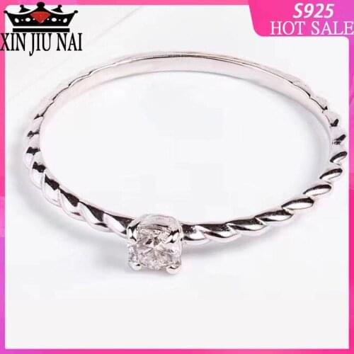 925 sterling silver Japanese and Korean Style Very Simple Zirconium Base Type Rose-platinum Joint Tail engagement ring