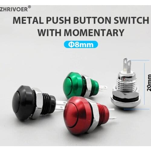 1Pcs 8mm Self-reset/Momentary Colour Metal Push Button Switch Doorbell Computer Car Motorcycle Waterproof Start Button Switch