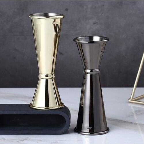 1Pc Cocktail Bar Jigger Ounce Measuring Cup 304 Stainless Steel Double Head Rolled Rim Mixing Cup With Scale 1oz/2oz