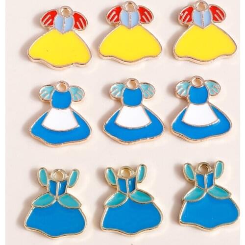 10pcs 12*14mm Jewelry Findings Princess Dress Charms for Necklaces Earrings Making Accessories Enamel Alloy Cloth Charms Craft