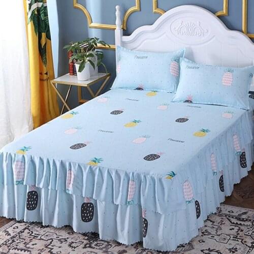 2020 Hot Sale Floral Birds Bed Sheet Aloe cotton fabric Cotton Mattress Protector Cover Lace Sheet Soft / Comfortable Bed dress