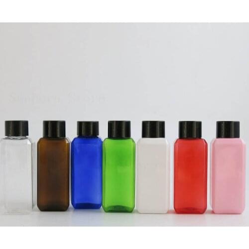 30pcs cream lotion cosmetic container travel kits empty small square PET bottle with plastic screw cap 60ml 2 oz packaging
