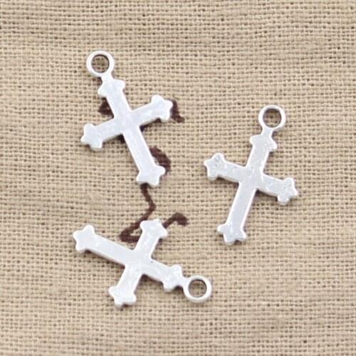 30pcs Charms Double Sided Cross 19x12mm Antique Silver Color Plated Pendants Making DIY Handmade Tibetan Finding Jewelry