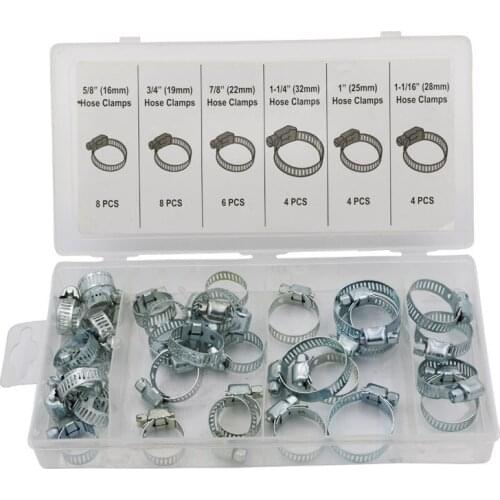 34pcs Single Ear Hose Clamps Assortment Kit Mini Jubilee Fuel Hose Clamps Pipe Clamps Clips