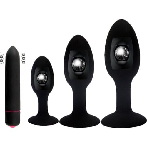 4pcs Anal Sex Toys Anal Beads Plugs Metal Ball Inside Prostate Muscles Massager 10 Speed Bullet Vibrator Sex Toys for Women Men