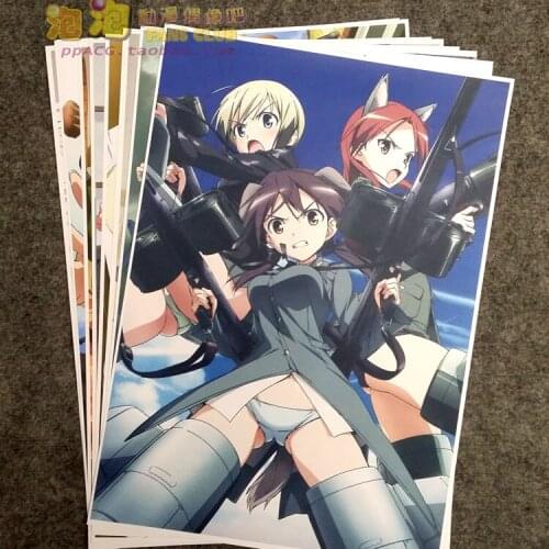 8Pcs Anime Strike Witches the Movie Picture Posters Figures Poster 42x29cm Toys for Wall Home Decoration Kids Adult Gift