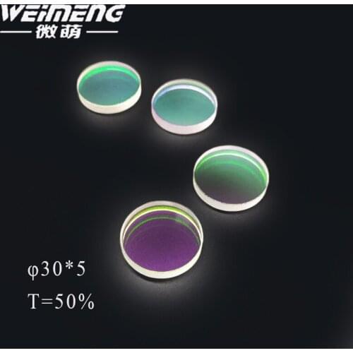 Weimeng brand directly supply 30*5mm T=50% H-K9L material 1064nm 45 degrees laser light splitting lens for laser machine