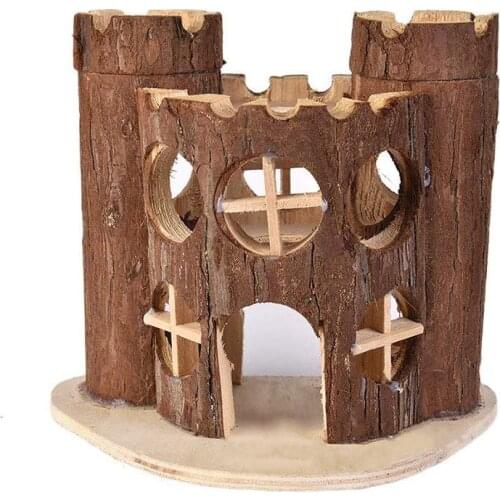 Hamster Wooden House Small Animals Hideout Hut for Rat Mice Gerbil Cage Sleeping Cabin