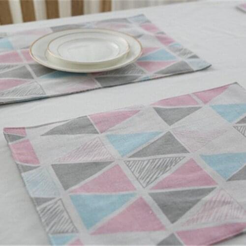 Double-layer Thick Cotton And Linen Geometric Triangle Nordic Style Western Placemat Color Pop Style Heat Insulation Pad