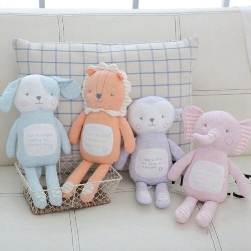 35cm Cute Lion&Elephant&Dog&Monkey Plush Toys Soft Cartoon Animal Baby Sleeping Appease Stuffed Doll Kids Baby Christmas Present