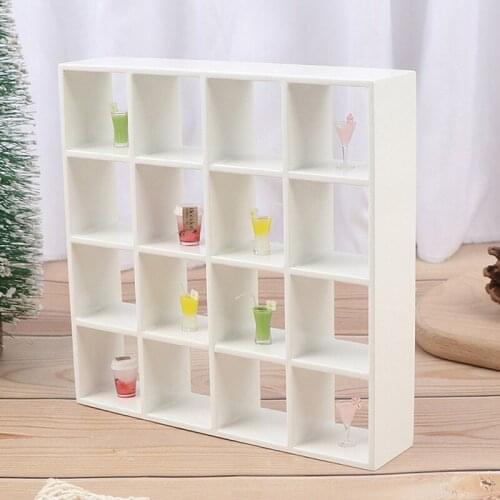 Dolls House Handmade Miniature Wooden 16 Grid Shelves Storage Rack Organizer 1/12 Dollhouse Decor