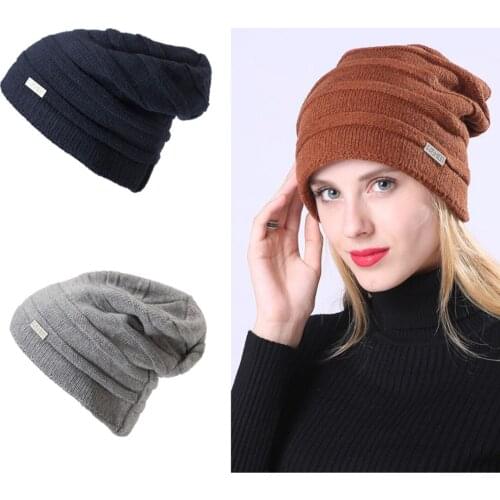 Fashion Winter Men Women Hat Crochet Knit Oversize Warm Winter Hat Ski Cap Womans Woolen Hats wholesale bonnets