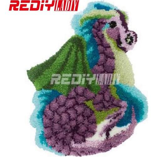 Latch Hook Rug Kits Unfinished Crocheting Tapestry 3D Yarn Needlework Cushion Sets for Embroidery Carpet Animals Dragon Mat Gift