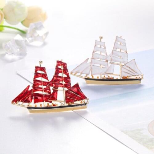 New Ship Brooch Women And Men Brooches Unisex Pin Red White Color Creative Design Cool Jewelry Coat Accessories Good Gift