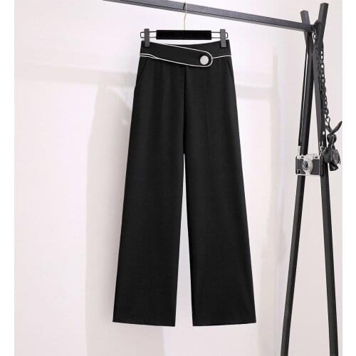 2021 spring new Korean high waist loose suit womens pants nine point straight casual pants womens sweatpants korean style
