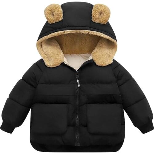 Autumn Winter Baby Kids Solid Jacket Outerwear Down Cotton Thick Hooded Coat Warm Jacket Christmas Cotton Padded Clothes