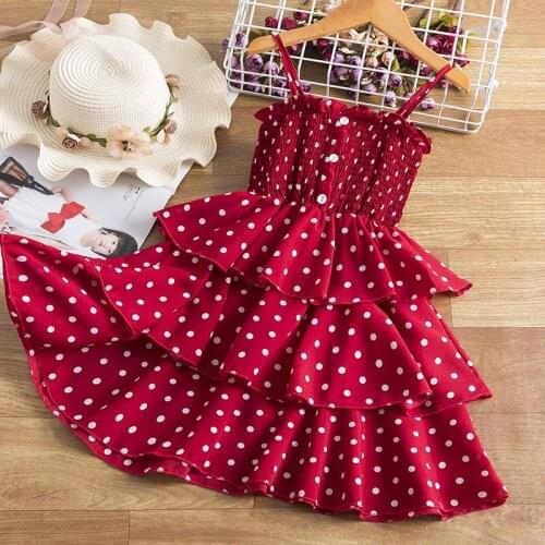Girls Dresses 2021 Summer Polka Dots Princess Dress Elegant Female Kids Cake Dress Teens Girls 3-8 Years Children Clothes Party