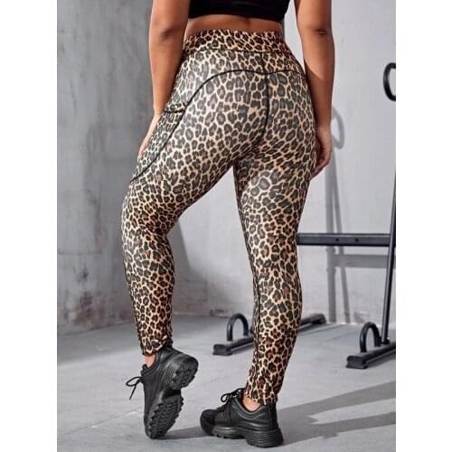 Leopard Plus Size High Waist Vital Leggings Gym Sport Fitness Sportowe Yoga Pants Scrunch Butt Running Tights
