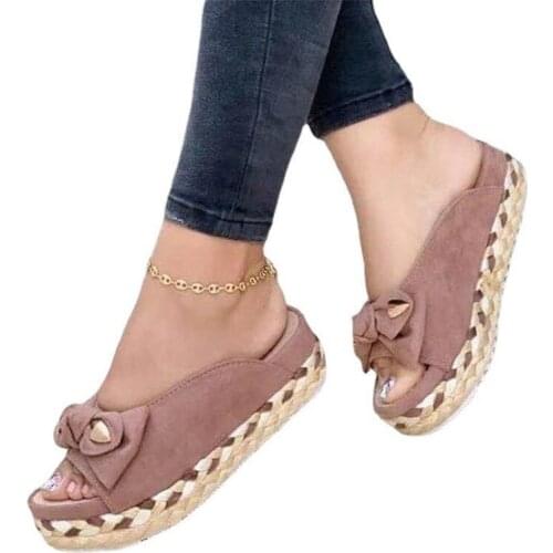 Casual Women Sandals Wedges Heels Slippers for Summer Shoes Women Peep Toe Straw Heels Platform Sandals