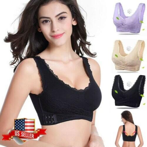 Sexy Front Cross Side Buckle Wireless Lace Bra Breathable for Women Sexy Seamless Bra Underwear Sex Lingerie Sleep Sports Bra