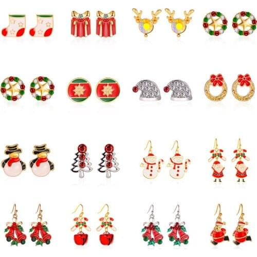 3-Piece Christmas Earring Set Christmas Gift Santa Claus Earrings Personality Holiday Set Earrings New Year Gift