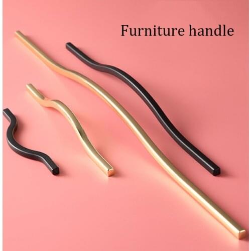 Wardrobe Handle Door Light Luxury Cabinet Nordic Modern Simple Golden Drawer Cabinet Black Long Handle