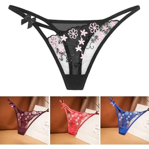 Трусы Embroidered Low-rise T-back Seamless String Panties Thin Thong Sex Underwear For Women Summer Jeans Tight Trousers Ty66