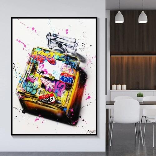 Street Graffiti Art Makeup Perfume Bottle Canvas Painting Wall Art Posters Prints Wall Pictures for Living Room Home Cuadros