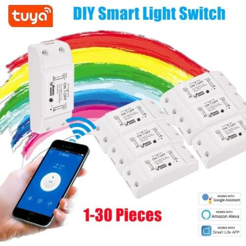 30PCS DIY TUYA Smart Light Switch Universal Breaker Wireless Timer emote Control Via Smart Life APP Work With Alexa Google Home