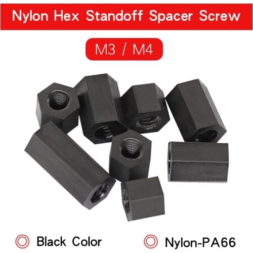 20-30 PCS Black Nylon Hex Standoff Spacer Screw M3 M4 Double Pass Nylon Plastic Insulation Spacing Screws Hexagon Stud