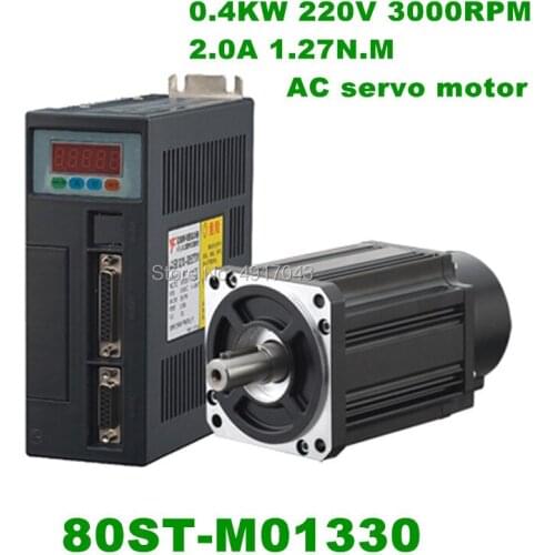 High Quality 80ST-M01330 1.27N.M 0.4KW Servo Motor 80ST AC Servo Motor 220V and Matched Servo Driver M01330 Servo Motor