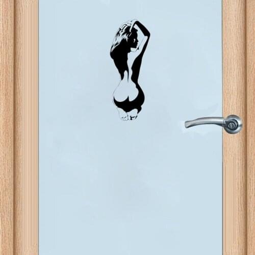 YOJA 8.7*22CM Fun Naked Woman Sexy Back Girl Hot Decoration Door Decal Wall Sticker Black A40388
