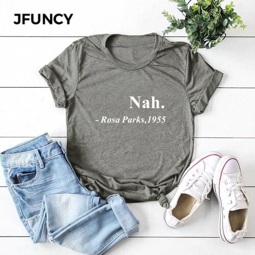 JFUNCY Plus Size Summer Womens T-shirts Letter Print 100% Cotton T Shirt Female Tshirt Short Sleeve Loose Woman Tee Tops