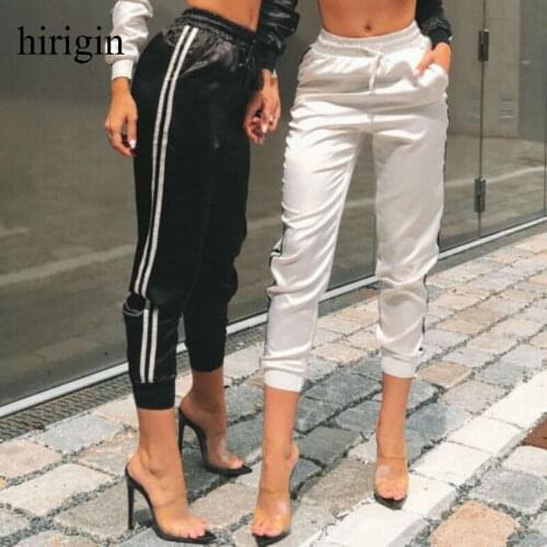 2020 Ankle Length Pants Womens Spring Summer Casual Trousers Pencil Casual Pants Striped Womens Trousers White Black Green