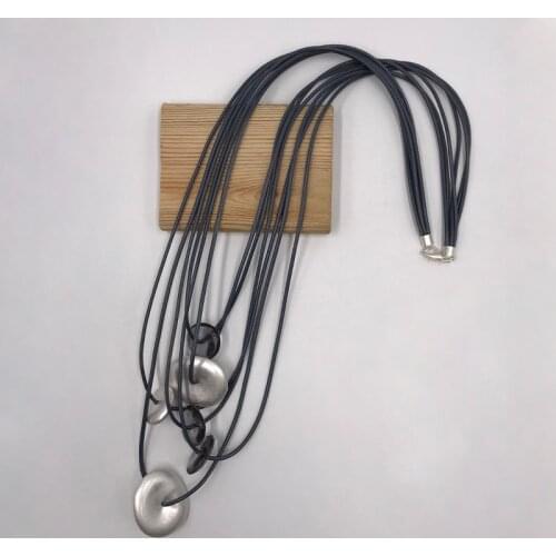 Kara&Kale Boho Fashion Jewelry Gothic Layered Necklace Wax Cord Resin and CCB Bead Vintage Collares Long Pendant Necklace Women