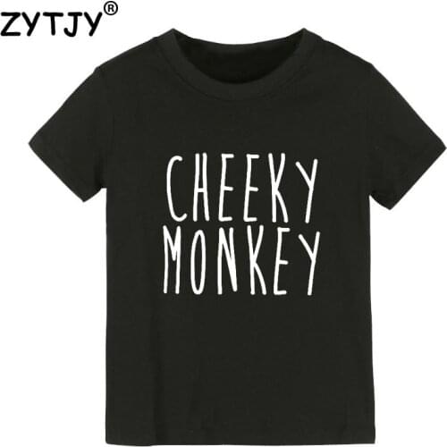 Cheeky Monkey Letters Print Kids tshirt Boy Girl t shirt For Children Toddler Clothes Funny Top Tees Drop Ship Y-99