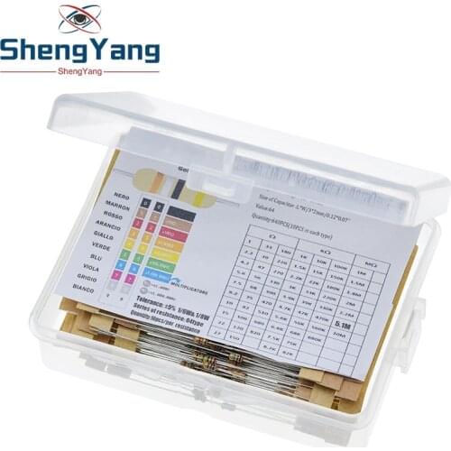 1/8W 5% 640pcs 64 Values 1R - 10MR 0.125W Carbon Film Resistor Assorted Kit Set