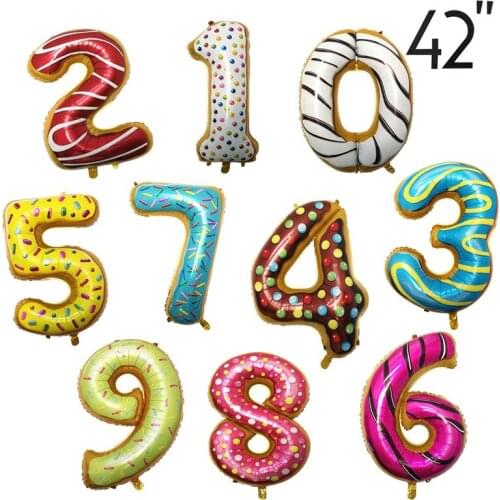 1pcs 42inch Donuts Number Balloons Happy Kids Favors Birthday Party Balloon Donut Baby Shower Party Decoration Supplies