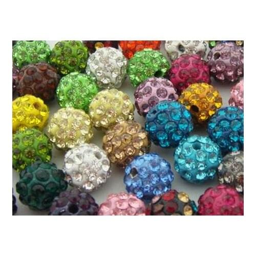 12mm micro pave clay fhft3 100pcs/lot hot mixed color white Beads bracelet diy Jewerly making bead spacer crystal