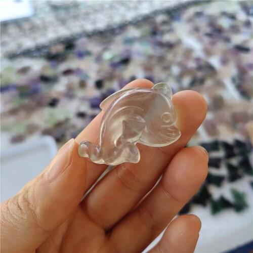 2pcs Dolphin Statue Natural Gemstone Room Decoration Healing Crystal Animals Figurines Reiki Carved Stones Wholesale