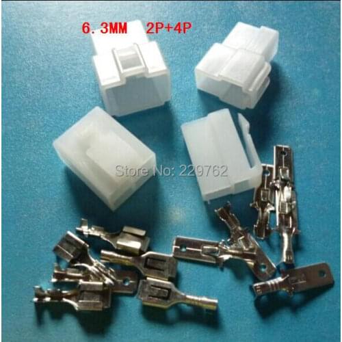 20 sets total 160pcs 6.3mm 2P&4P Electrical Connector Kits Male Female socket plug for Motorcycle Car Free shipping