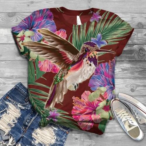 2021 mens and womens casual summer fashion 3D bird print T-shirt comfortable outdoor street shirt childrens T-shirt