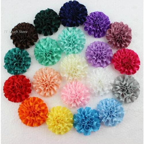 23color U Pick,50pcs/lot big cabbage satin puff flowers, 2inch Carnation flower headband supplies, hair bow supplies